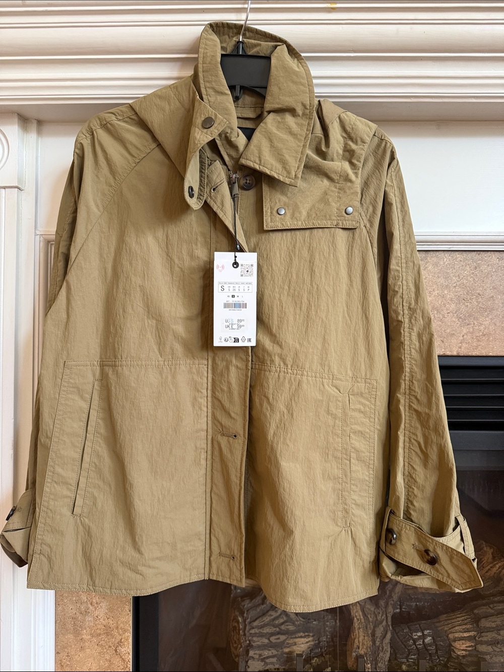 Zara Tan Utility Jacket with Snap Details